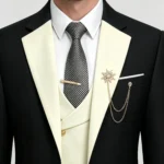Men's All-Day Comfort Wrinkle-Resistant 3-Piece Suit with Removable Brooch for Formal Events & Parties