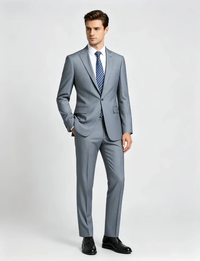 Men's All-Day Comfort Wrinkle-Resistant Suit Set with Removable Lapel Pin for Work, Wedding & Smart Casual Wear - Image 5