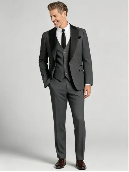Men's All-Day Comfort 3-Piece Tuxedo Suit with Vest Versatile for Wedding, Dinner & Formal Events