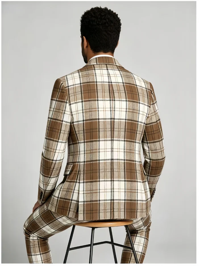 Men's All-Day Comfort Wrinkle-Resistant Plaid Suit Set Versatile for Work, Daily Wear & Semi-Formal Occasions - Image 2