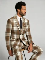 Men's All-Day Comfort Wrinkle-Resistant Plaid Suit Set Versatile for Work, Daily Wear & Semi-Formal Occasions - Image 4
