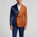 Men's All-Day Comfort Wrinkle-Resistant Color Block Double-Breasted Suit Set for Parties, Events & Creative Workplaces