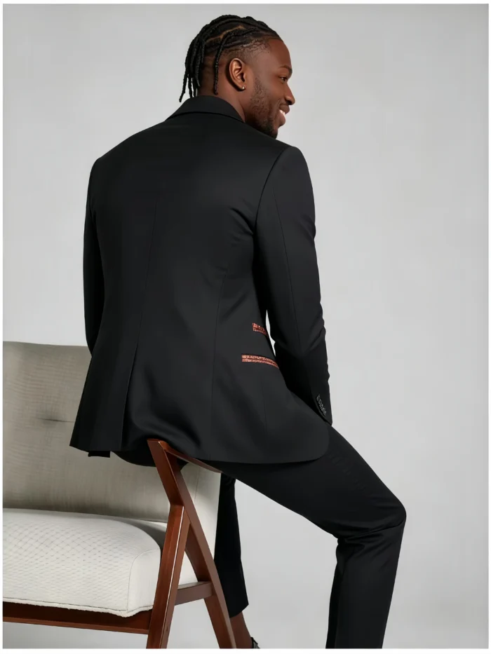 Men's Jacquard Contrast Lapel 2 Piece Tuxedo Suit Slim Fit One-Button Formal Party Prom Wedding Suit Set - Image 4