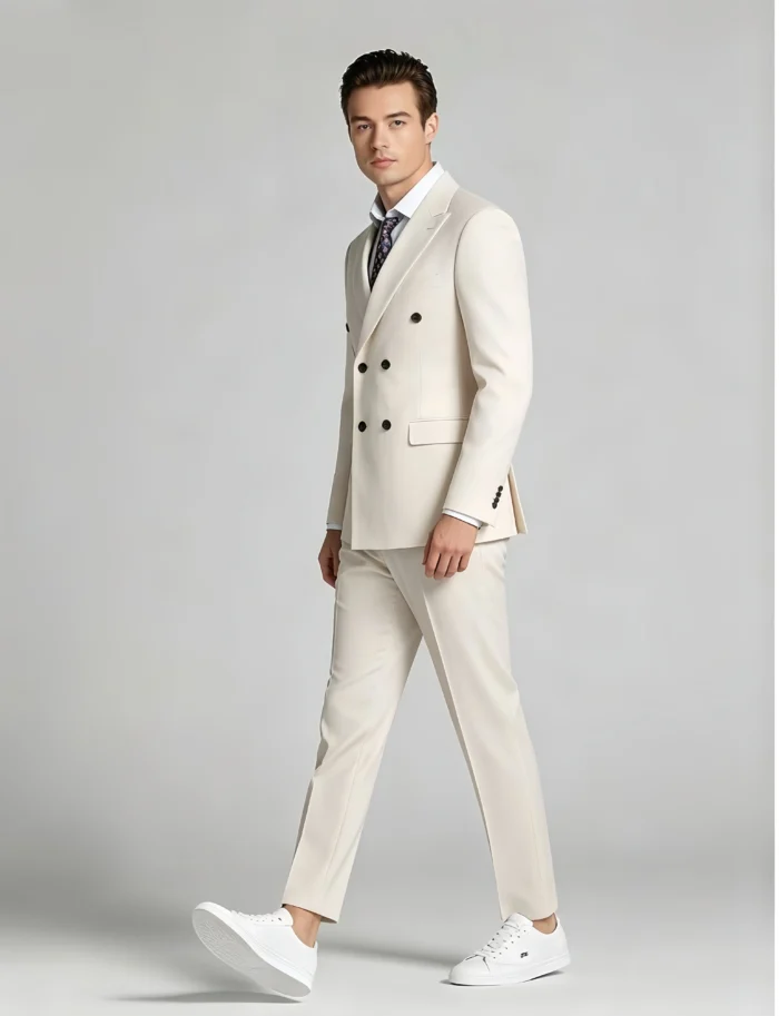 Men's Tailored Double-Breasted Peak Lapel Suit Set - Image 3