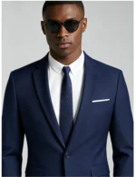 Men's Slim Fit 2 Piece Suit One-Button Notch Lapel Solid Business Wedding Formal Suit Set - Image 2