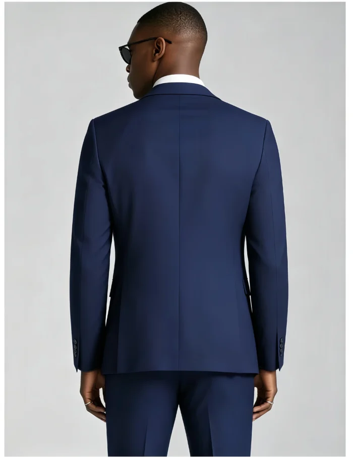 Men's Slim Fit 2 Piece Suit One-Button Notch Lapel Solid Business Wedding Formal Suit Set - Image 4