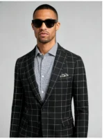 Men's Slim Fit Windowpane Check Two-Piece Suit - Image 2