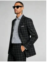 Men's Slim Fit Windowpane Check Two-Piece Suit - Image 3