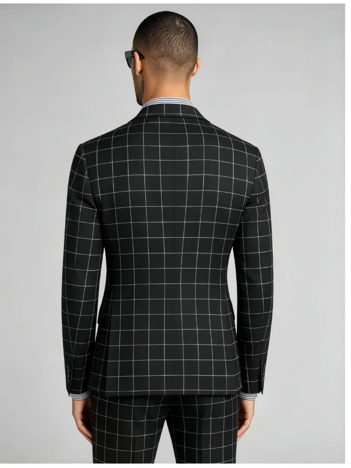Men's Slim Fit Windowpane Check Two-Piece Suit - Image 4