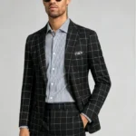 Men's Slim Fit Windowpane Check Two-Piece Suit