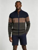 Men's Soft Stretch Color Block Zip Knit Cardigan Multi Occasion Breathable Daily Travel Lightweight Layering Sweater - Image 2