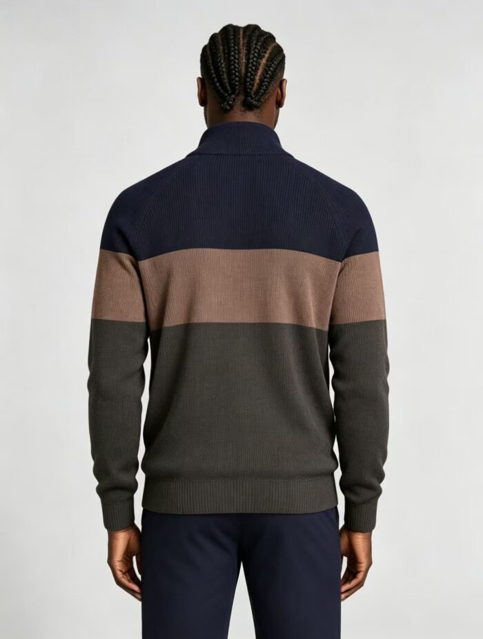 Men's Soft Stretch Color Block Zip Knit Cardigan Multi Occasion Breathable Daily Travel Lightweight Layering Sweater - Image 4