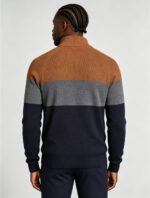 Men's Soft Stretch Color Block Zip Knit Cardigan Multi Occasion Breathable Daily Travel Lightweight Layering Sweater - Image 8