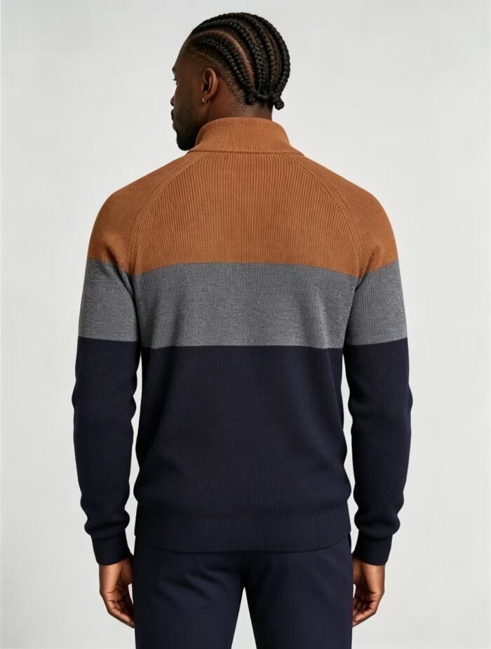 Men's Soft Stretch Color Block Zip Knit Cardigan Multi Occasion Breathable Daily Travel Lightweight Layering Sweater - Image 8