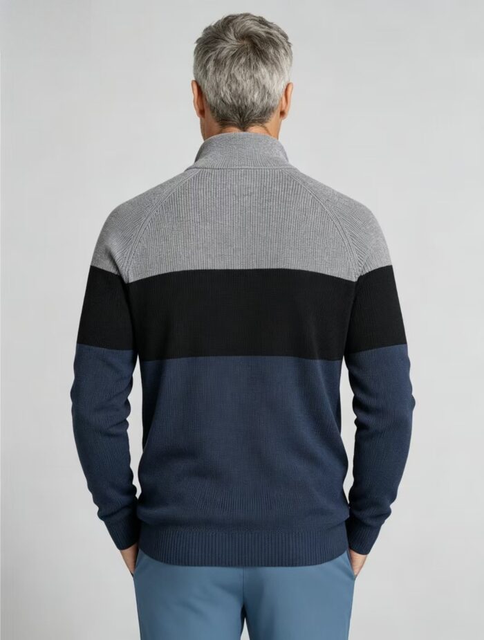 Men's Soft Stretch Color Block Zip Knit Cardigan Multi Occasion Breathable Daily Travel Lightweight Layering Sweater - Image 12