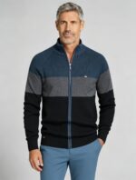 Men's Soft Stretch Color Block Zip Knit Cardigan Multi Occasion Breathable Daily Travel Lightweight Layering Sweater - Image 14