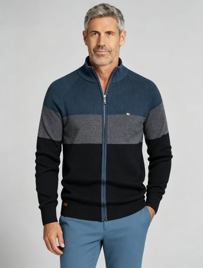 Men's Soft Stretch Color Block Zip Knit Cardigan Multi Occasion Breathable Daily Travel Lightweight Layering Sweater - Image 14