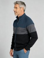 Men's Soft Stretch Color Block Zip Knit Cardigan Multi Occasion Breathable Daily Travel Lightweight Layering Sweater - Image 15