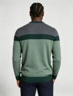 Men's Stripe Color Block Crew Neck Knit Sweater - Image 2