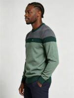 Men's Stripe Color Block Crew Neck Knit Sweater - Image 5