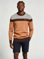 Men's Stripe Color Block Crew Neck Knit Sweater - Image 6