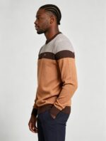 Men's Stripe Color Block Crew Neck Knit Sweater - Image 7
