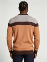 Men's Stripe Color Block Crew Neck Knit Sweater - Image 8