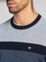 Men's Stripe Color Block Crew Neck Knit Sweater - Image 13