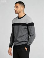 Men's Stripe Color Block Crew Neck Knit Sweater - Image 15