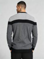 Men's Stripe Color Block Crew Neck Knit Sweater - Image 16