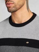 Men's Stripe Color Block Crew Neck Knit Sweater - Image 17