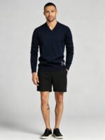 Men's Solid V Neck Long Sleeve Knit Sweater Soft Warm Business Casual Layering Base Pullover - Image 2