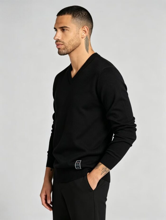 Men's Solid V Neck Long Sleeve Knit Sweater Soft Warm Business Casual Layering Base Pullover - Image 6