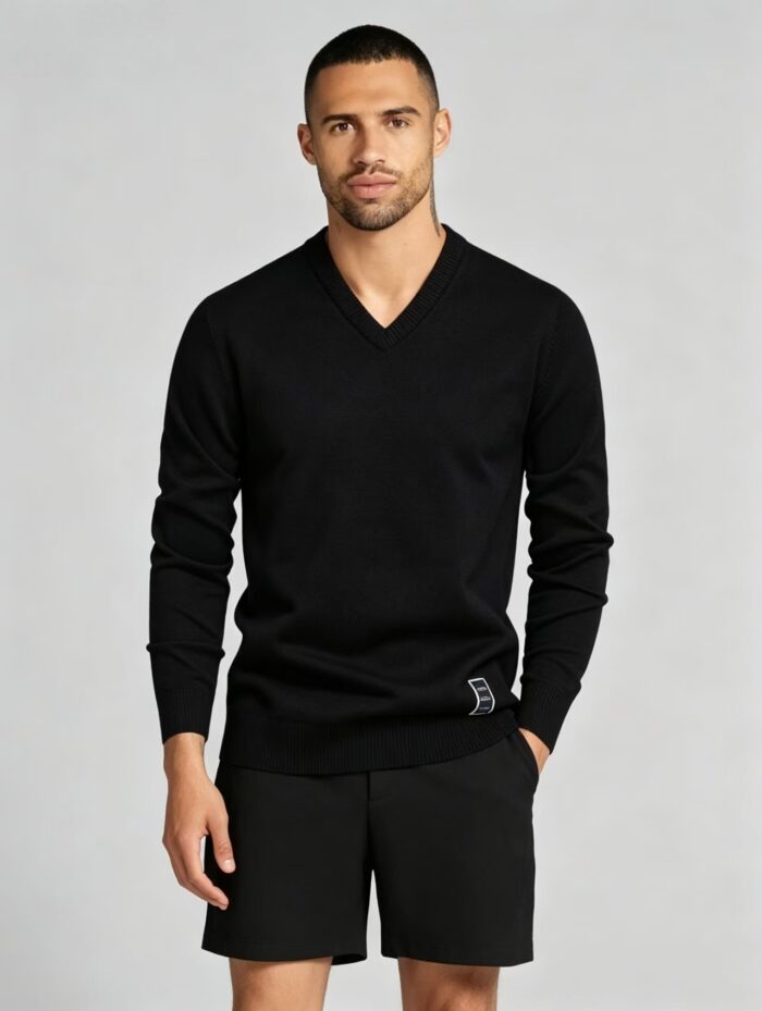 Men's Solid V Neck Long Sleeve Knit Sweater Soft Warm Business Casual Layering Base Pullover - Image 8