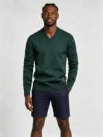 Men's Solid V Neck Long Sleeve Knit Sweater Soft Warm Business Casual Layering Base Pullover - Image 10