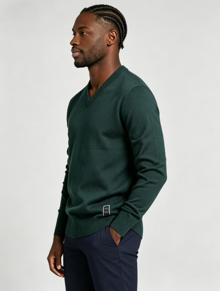 Men's Solid V Neck Long Sleeve Knit Sweater Soft Warm Business Casual Layering Base Pullover - Image 11