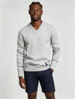 Men's Solid V Neck Long Sleeve Knit Sweater Soft Warm Business Casual Layering Base Pullover - Image 14