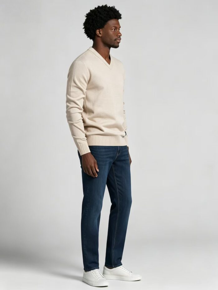 Men's Solid V Neck Long Sleeve Knit Sweater Soft Warm Business Casual Layering Base Pullover - Image 27