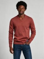 Men's Solid V Neck Long Sleeve Knit Sweater Soft Warm Business Casual Layering Base Pullover - Image 30