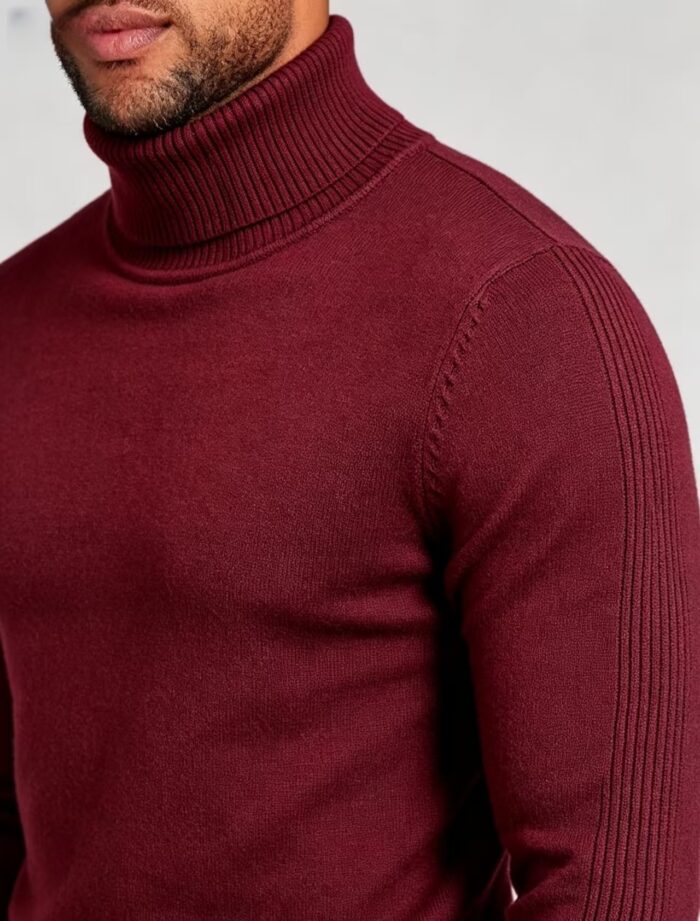 Men's Slim Fit Solid Turtleneck Long Sleeve Knit Sweater Soft Warm Fall Winter Base Layer Pullover - Image 2