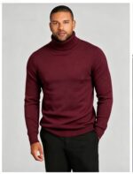 Men's Slim Fit Solid Turtleneck Long Sleeve Knit Sweater Soft Warm Fall Winter Base Layer Pullover - Image 3