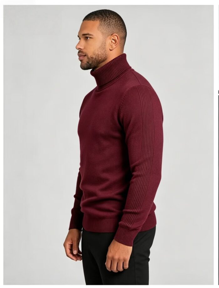 Men's Slim Fit Solid Turtleneck Long Sleeve Knit Sweater Soft Warm Fall Winter Base Layer Pullover - Image 4