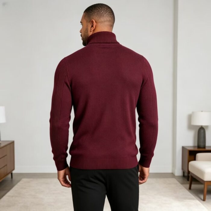 Men's Slim Fit Solid Turtleneck Long Sleeve Knit Sweater Soft Warm Fall Winter Base Layer Pullover - Image 5
