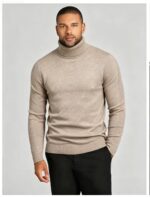 Men's Slim Fit Solid Turtleneck Long Sleeve Knit Sweater Soft Warm Fall Winter Base Layer Pullover - Image 7