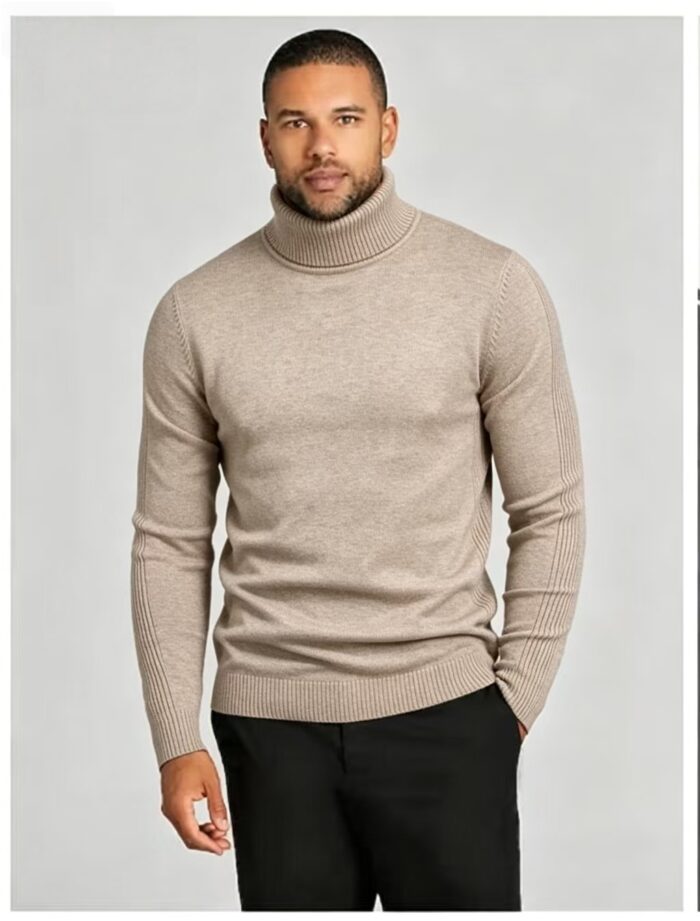 Men's Slim Fit Solid Turtleneck Long Sleeve Knit Sweater Soft Warm Fall Winter Base Layer Pullover - Image 7