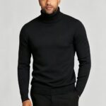Men's Slim Fit Solid Turtleneck Long Sleeve Knit Sweater Soft Warm Fall Winter Base Layer Pullover
