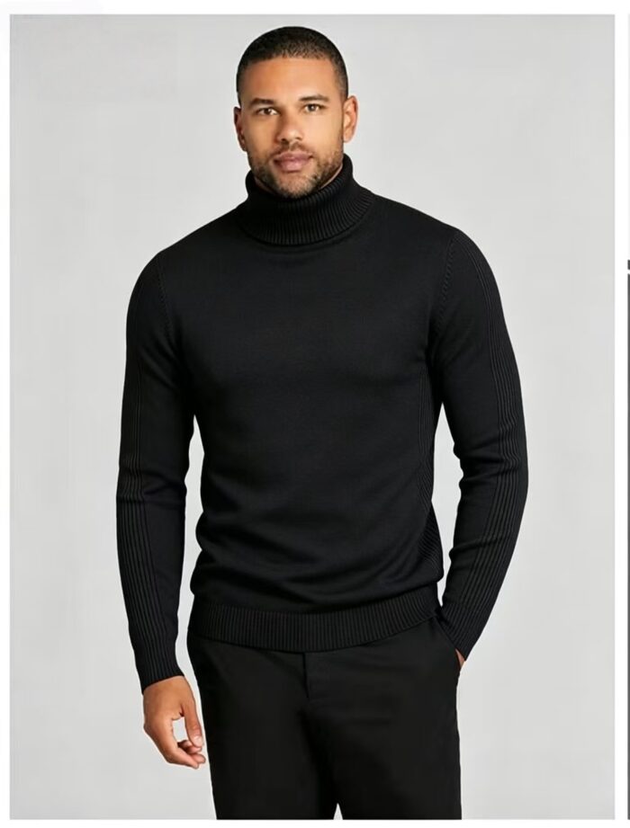 Men's Slim Fit Solid Turtleneck Long Sleeve Knit Sweater Soft Warm Fall Winter Base Layer Pullover - Image 11