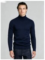 Men's Slim Fit Solid Turtleneck Long Sleeve Knit Sweater Soft Warm Fall Winter Base Layer Pullover - Image 14