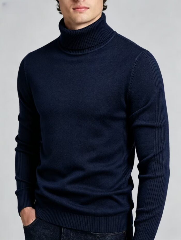 Men's Slim Fit Solid Turtleneck Long Sleeve Knit Sweater Soft Warm Fall Winter Base Layer Pullover - Image 17