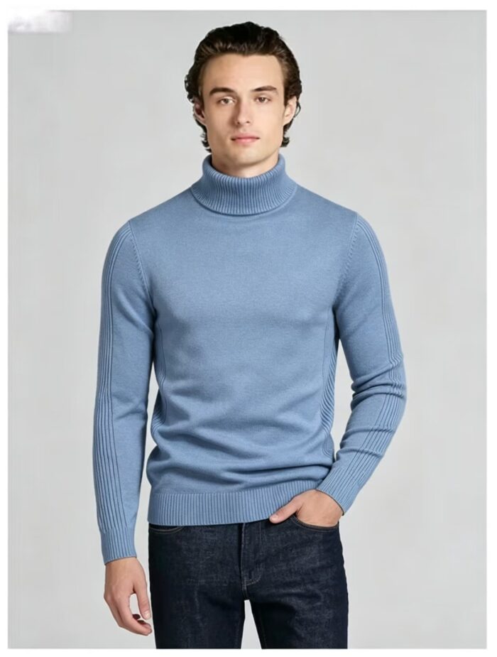 Men's Slim Fit Solid Turtleneck Long Sleeve Knit Sweater Soft Warm Fall Winter Base Layer Pullover - Image 18